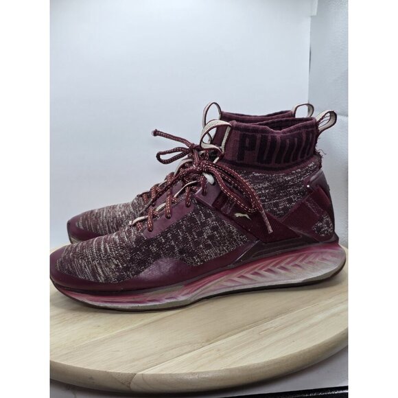 Size 8.5 - Mens PUMA Ignite EvoKnit Bergundy flyknit shoes sneakers - Picture 1 of 10